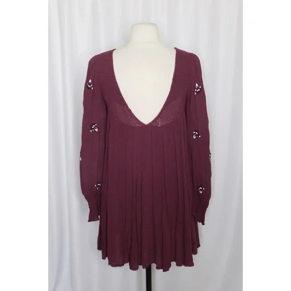 Free People Burgundy Embroidered Dress - Picture 10 of 15